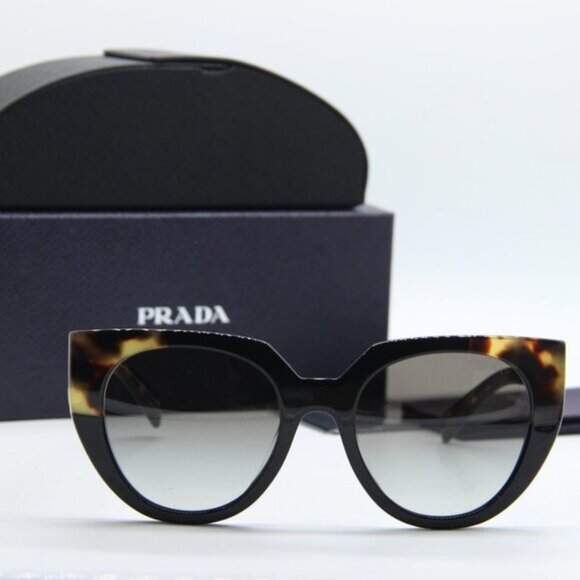 Prada PR14WS 3890A7 Cat Eye Sunglasses – Black/Medium Tortoise\Grey - Picture 2 of 10